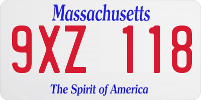 MA license plate 9XZ118