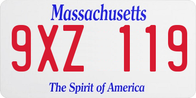 MA license plate 9XZ119