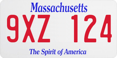 MA license plate 9XZ124