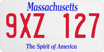 MA license plate 9XZ127