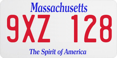 MA license plate 9XZ128