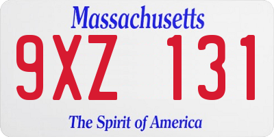 MA license plate 9XZ131