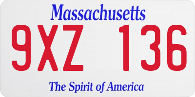 MA license plate 9XZ136