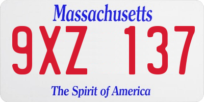 MA license plate 9XZ137