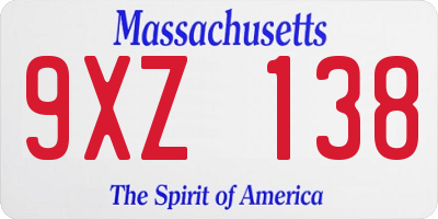 MA license plate 9XZ138