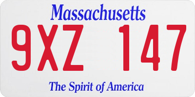 MA license plate 9XZ147