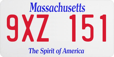 MA license plate 9XZ151
