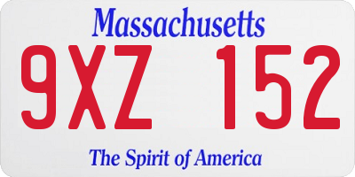 MA license plate 9XZ152