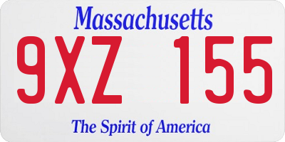 MA license plate 9XZ155