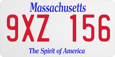 MA license plate 9XZ156