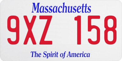 MA license plate 9XZ158