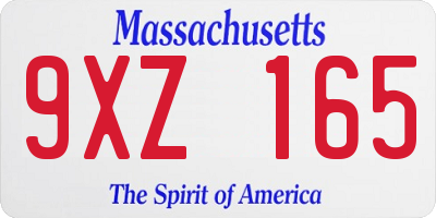 MA license plate 9XZ165