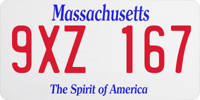 MA license plate 9XZ167