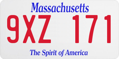 MA license plate 9XZ171