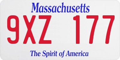 MA license plate 9XZ177