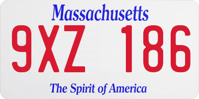 MA license plate 9XZ186