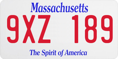 MA license plate 9XZ189