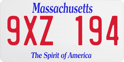 MA license plate 9XZ194