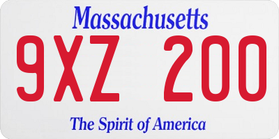 MA license plate 9XZ200