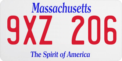 MA license plate 9XZ206