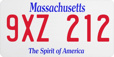 MA license plate 9XZ212