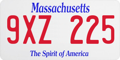MA license plate 9XZ225