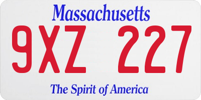 MA license plate 9XZ227