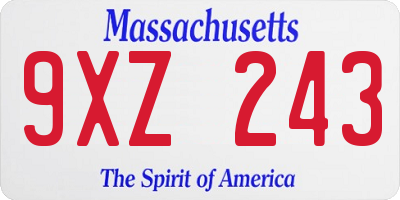 MA license plate 9XZ243