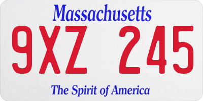 MA license plate 9XZ245