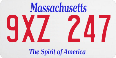 MA license plate 9XZ247