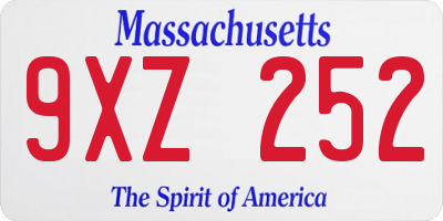 MA license plate 9XZ252