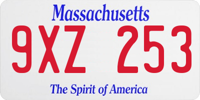 MA license plate 9XZ253