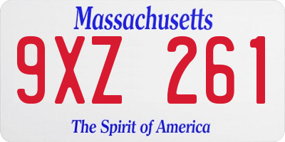 MA license plate 9XZ261