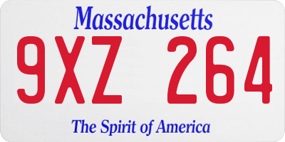 MA license plate 9XZ264
