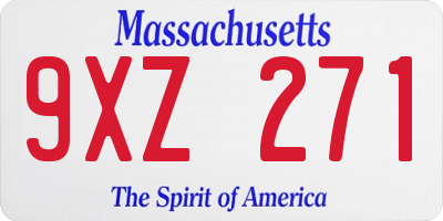 MA license plate 9XZ271