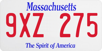 MA license plate 9XZ275