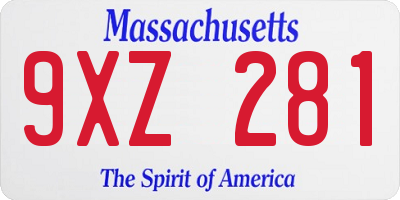 MA license plate 9XZ281