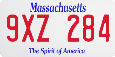 MA license plate 9XZ284