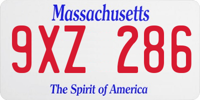 MA license plate 9XZ286