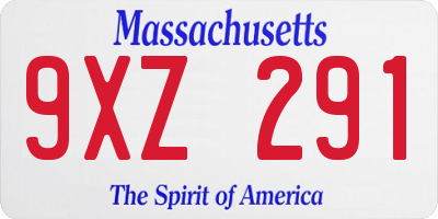 MA license plate 9XZ291