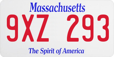 MA license plate 9XZ293
