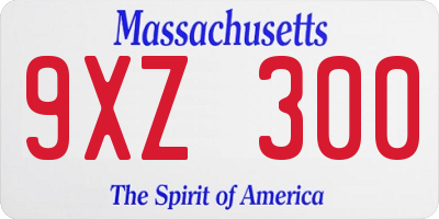 MA license plate 9XZ300