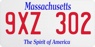 MA license plate 9XZ302