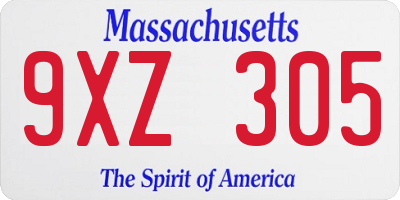 MA license plate 9XZ305