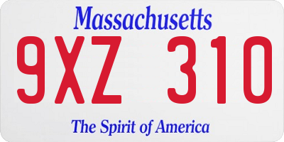 MA license plate 9XZ310