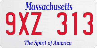 MA license plate 9XZ313