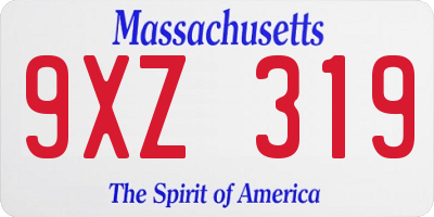 MA license plate 9XZ319