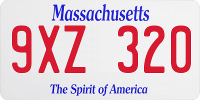MA license plate 9XZ320