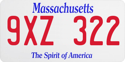 MA license plate 9XZ322