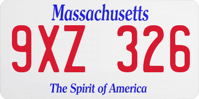 MA license plate 9XZ326